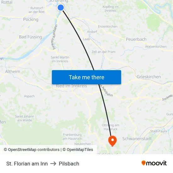 St. Florian am Inn to Pilsbach map