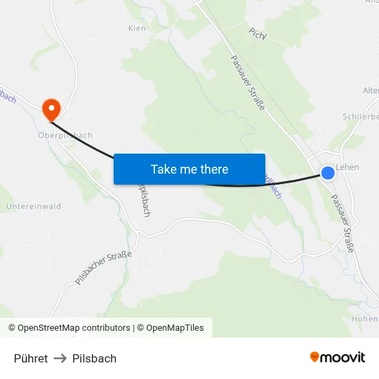 Pühret to Pilsbach map