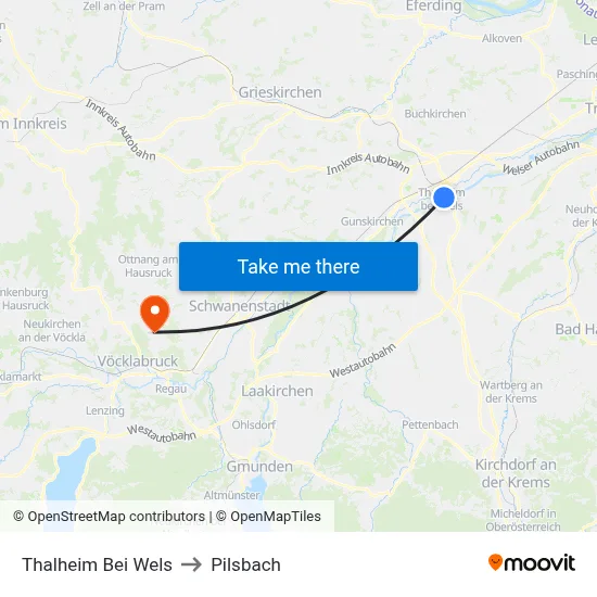 Thalheim Bei Wels to Pilsbach map