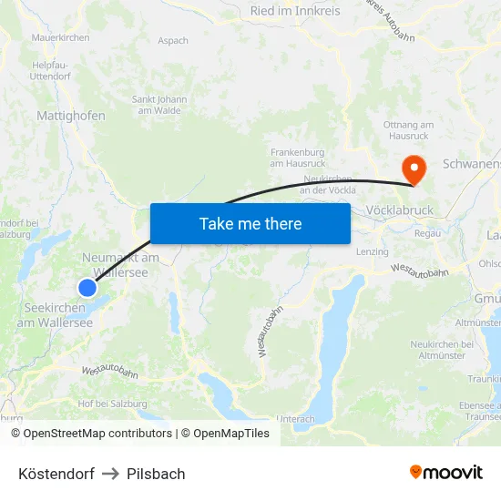 Köstendorf to Pilsbach map