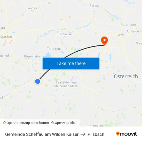 Gemeinde Scheffau am Wilden Kaiser to Pilsbach map