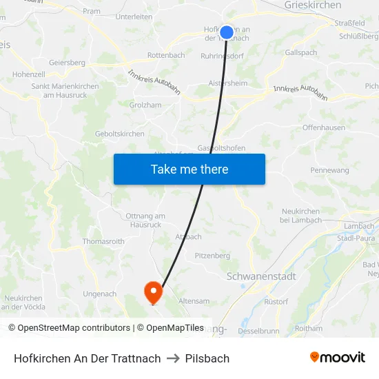 Hofkirchen An Der Trattnach to Pilsbach map