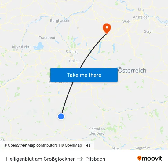 Heiligenblut am Großglockner to Pilsbach map