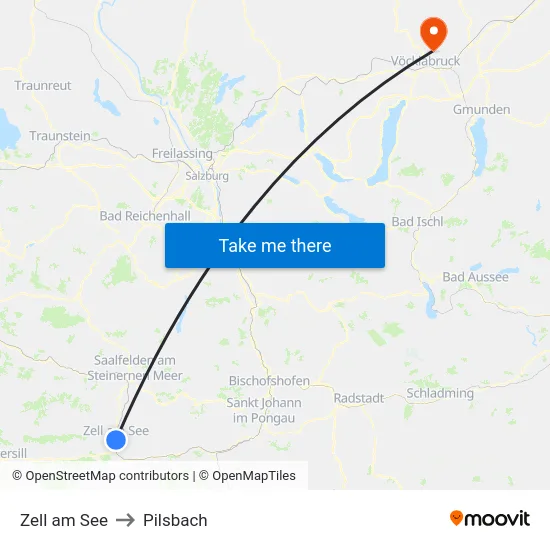 Zell am See to Pilsbach map
