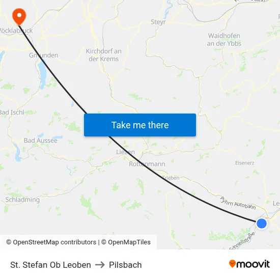 St. Stefan Ob Leoben to Pilsbach map