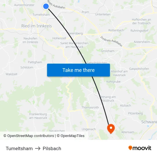 Tumeltsham to Pilsbach map