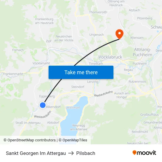 Sankt Georgen Im Attergau to Pilsbach map