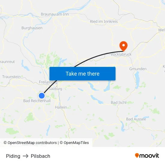 Piding to Pilsbach map