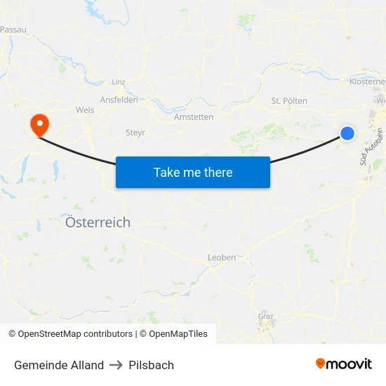 Gemeinde Alland to Pilsbach map