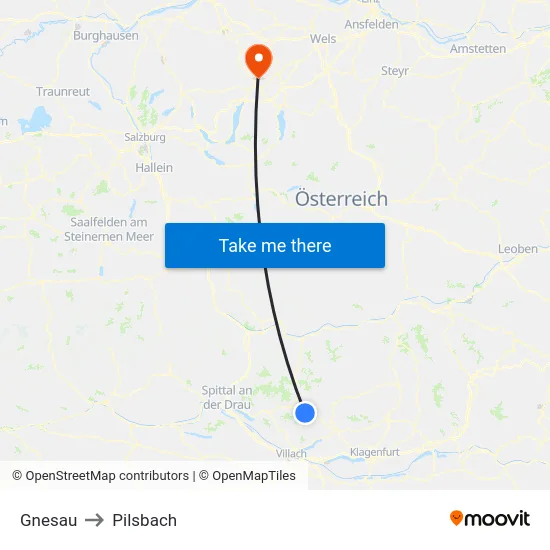 Gnesau to Pilsbach map