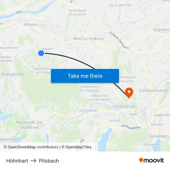 Höhnhart to Pilsbach map