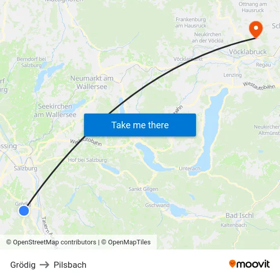 Grödig to Pilsbach map