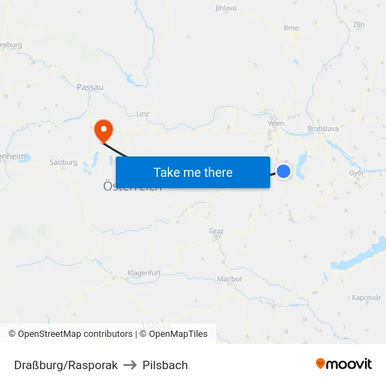 Draßburg/Rasporak to Pilsbach map