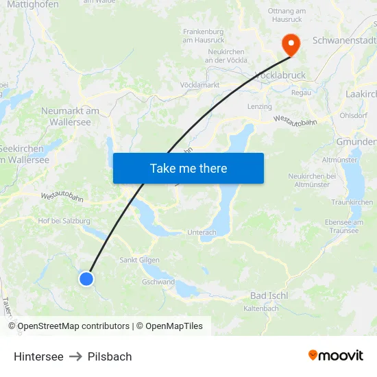 Hintersee to Pilsbach map