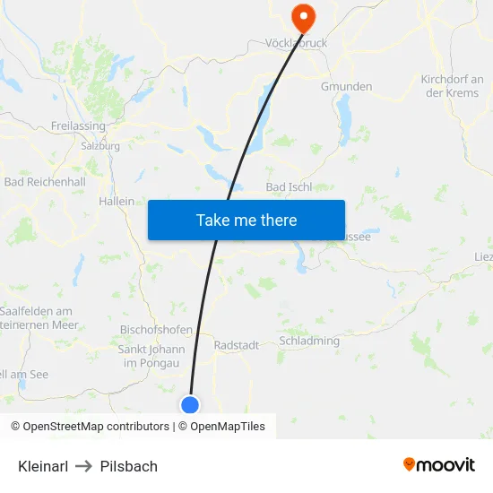 Kleinarl to Pilsbach map