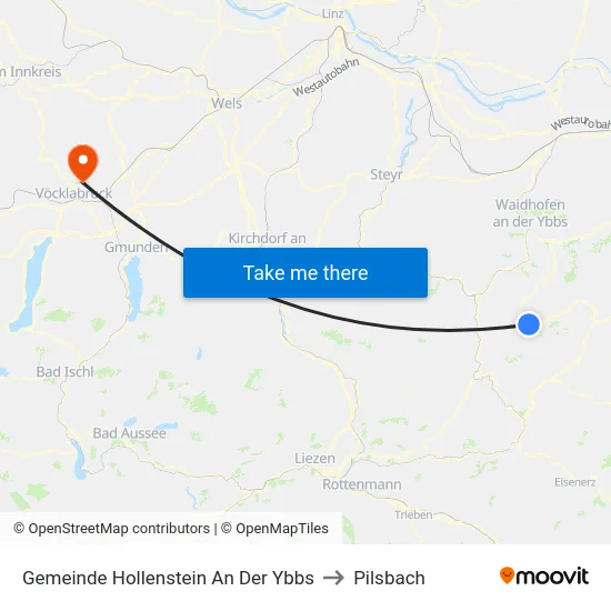 Gemeinde Hollenstein An Der Ybbs to Pilsbach map