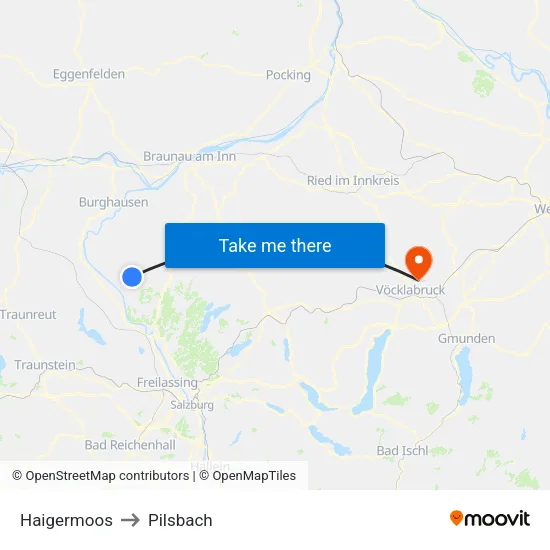 Haigermoos to Pilsbach map