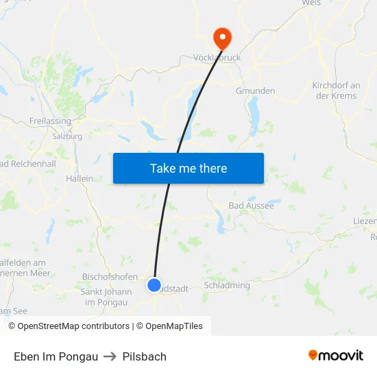 Eben Im Pongau to Pilsbach map