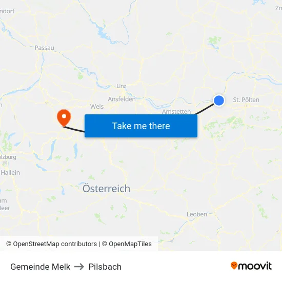 Gemeinde Melk to Pilsbach map