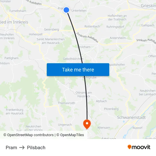 Pram to Pilsbach map