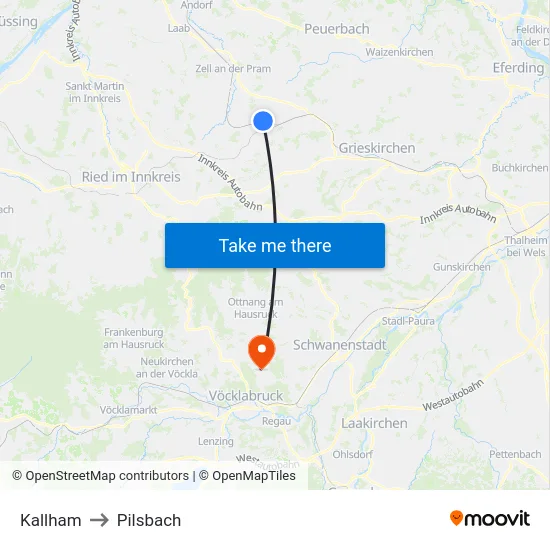 Kallham to Pilsbach map