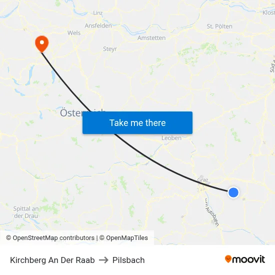 Kirchberg An Der Raab to Pilsbach map