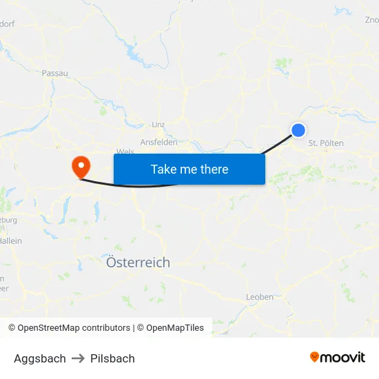 Aggsbach to Pilsbach map