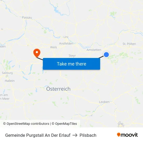 Gemeinde Purgstall An Der Erlauf to Pilsbach map