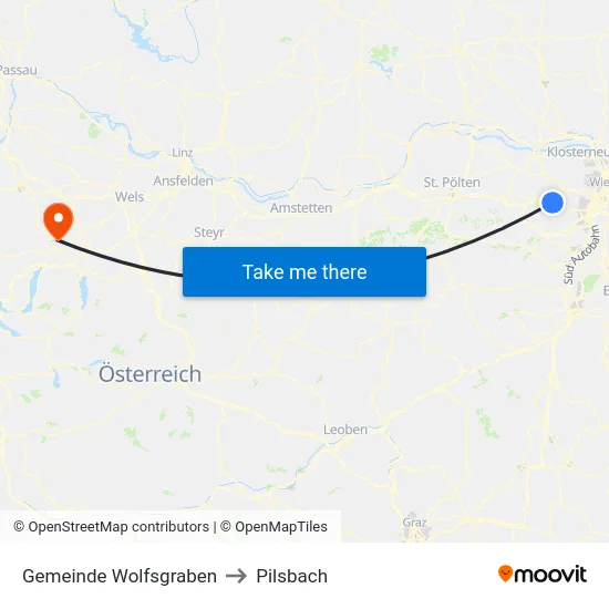 Gemeinde Wolfsgraben to Pilsbach map
