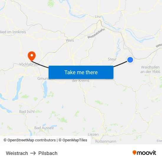 Weistrach to Pilsbach map
