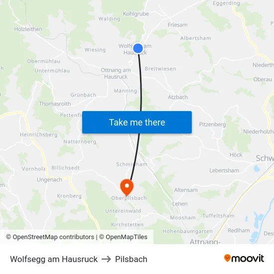 Wolfsegg am Hausruck to Pilsbach map