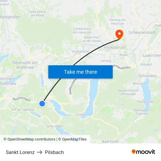 Sankt Lorenz to Pilsbach map