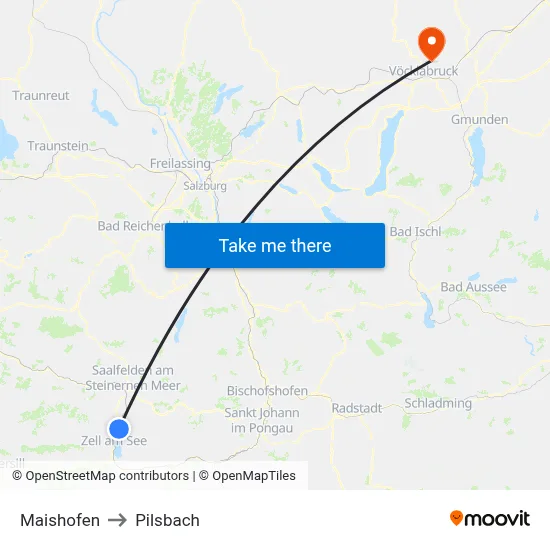 Maishofen to Pilsbach map