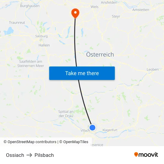 Ossiach to Pilsbach map