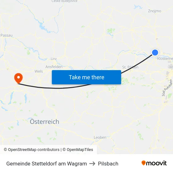 Gemeinde Stetteldorf am Wagram to Pilsbach map