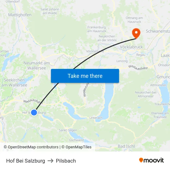 Hof Bei Salzburg to Pilsbach map