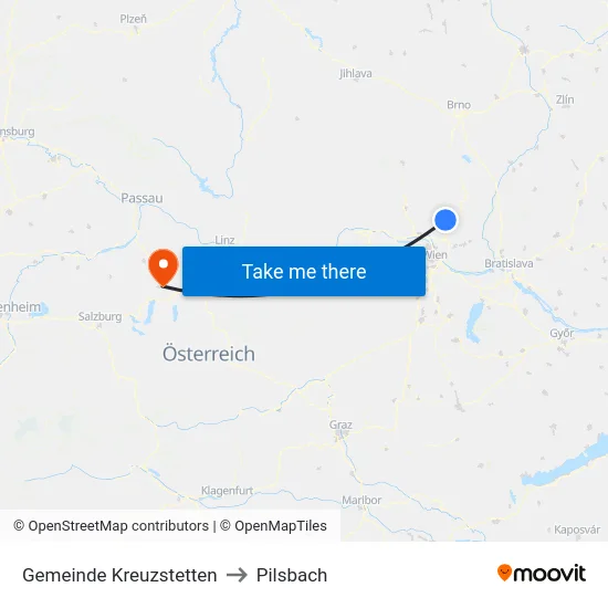Gemeinde Kreuzstetten to Pilsbach map
