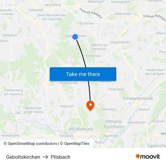 Geboltskirchen to Pilsbach map