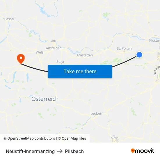 Neustift-Innermanzing to Pilsbach map