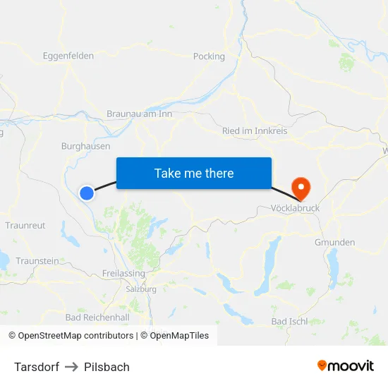Tarsdorf to Pilsbach map