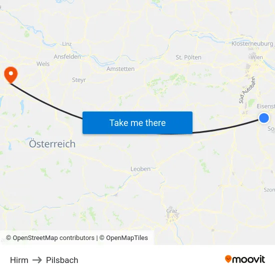 Hirm to Pilsbach map