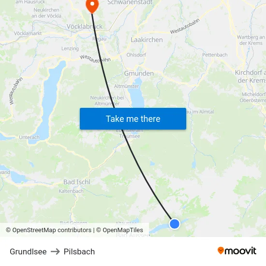 Grundlsee to Pilsbach map
