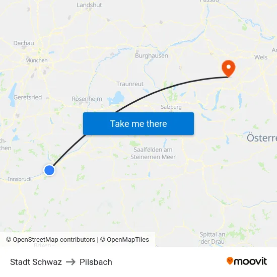 Stadt Schwaz to Pilsbach map