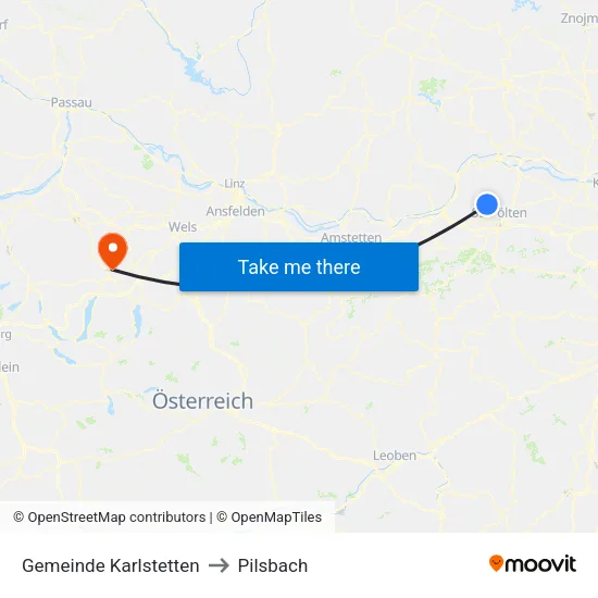 Gemeinde Karlstetten to Pilsbach map