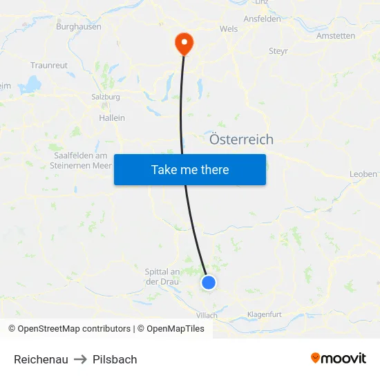 Reichenau to Pilsbach map