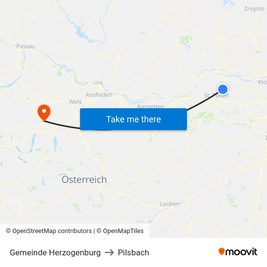 Gemeinde Herzogenburg to Pilsbach map