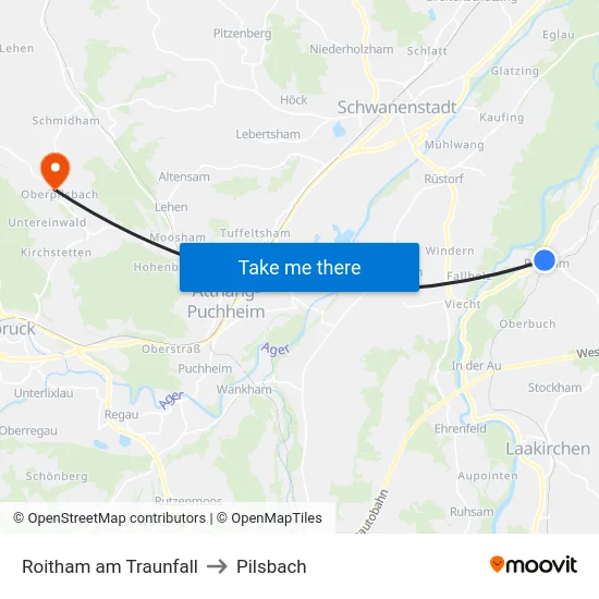 Roitham am Traunfall to Pilsbach map