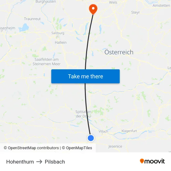 Hohenthurn to Pilsbach map
