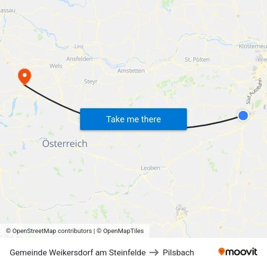 Gemeinde Weikersdorf am Steinfelde to Pilsbach map