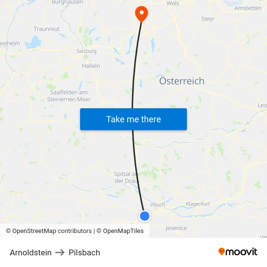 Arnoldstein to Pilsbach map